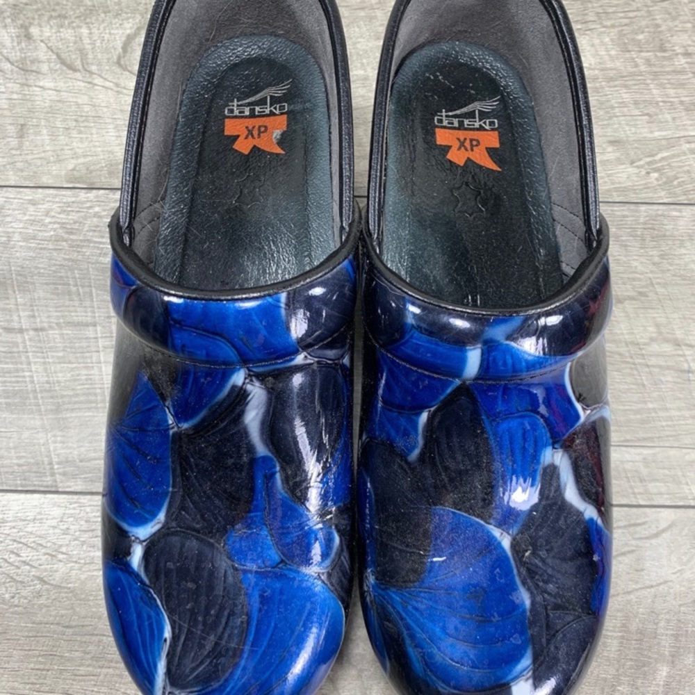 Dansko Professional Marbled Blue Leather Women's Clogs Shoes Mules Size 10.5-11 - Picture 3 of 9